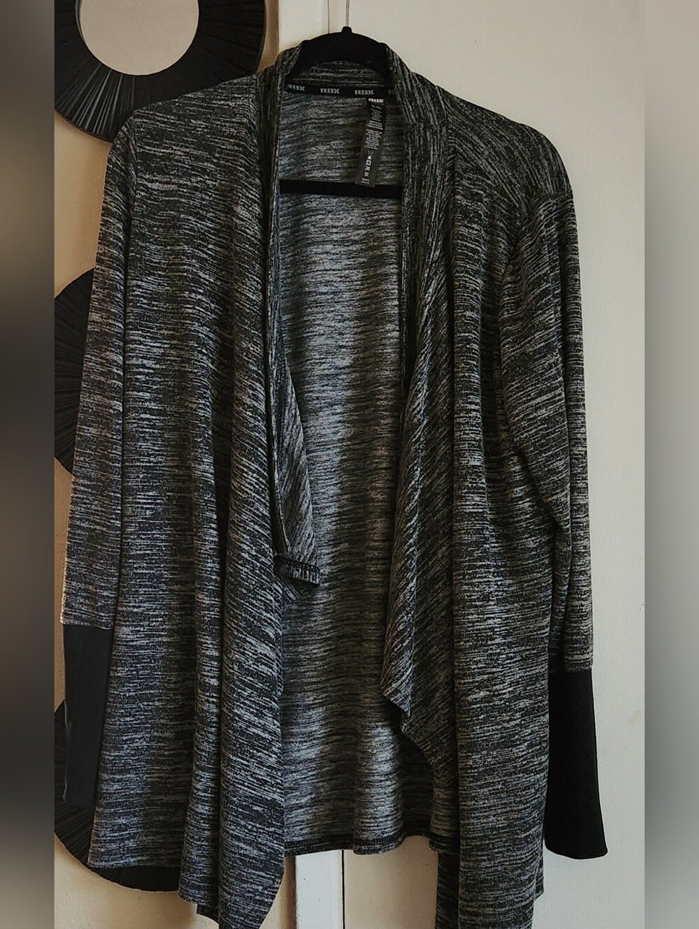 RBX Active Space Dye Open Front Cardigan Jacket Charcoal XL